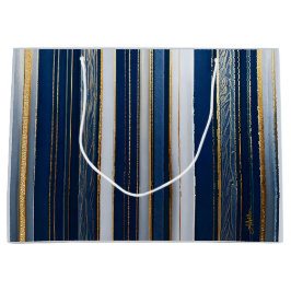 Bolsa De Regalo Grande Navidades Blues Stripes Blue White Gold