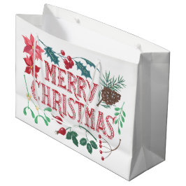 Bolsa De Regalo Grande Navidades botánicos tradicionales