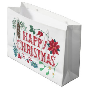 Bolsa De Regalo Grande Navidades botánicos tradicionales
