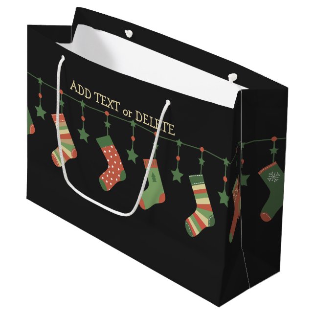 Bolsa De Regalo Grande Navidades calcetines medias estacionales agregar t (Angulo Anverso)