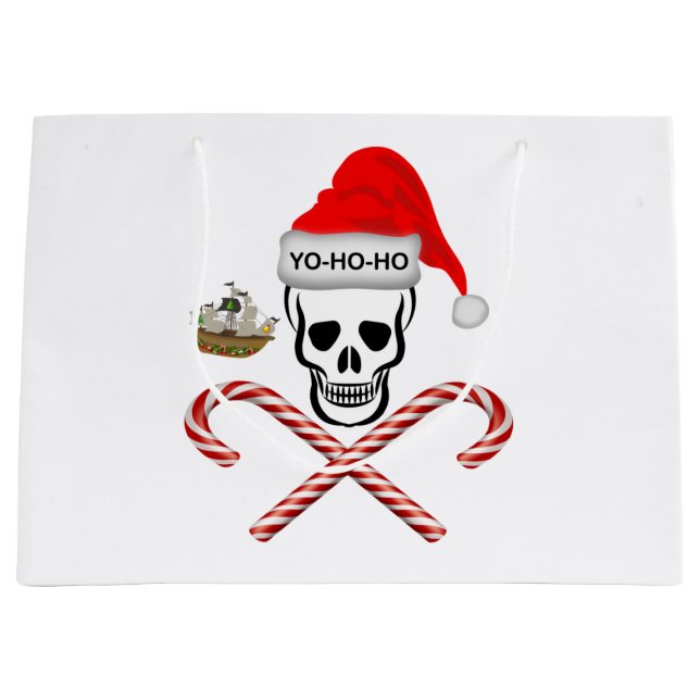 Bolsa De Regalo Grande Navidades, cráneo pirata (Anverso)