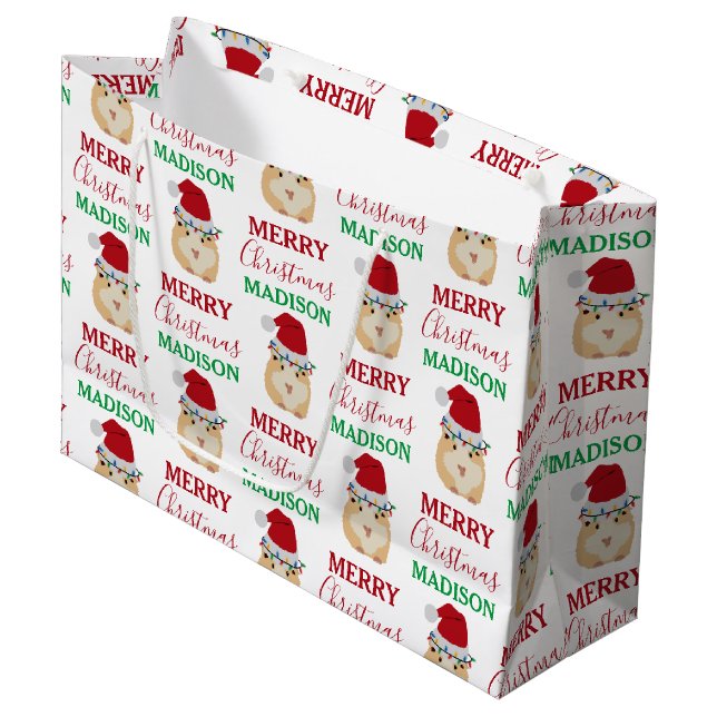 Bolsa De Regalo Grande Navidades Cuadros Hamster Funny Nombre personaliza (Angulo Anverso)