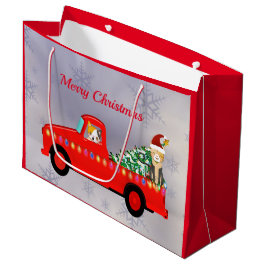 Bolsa De Regalo Grande Navidades Cute Red Truck Cats