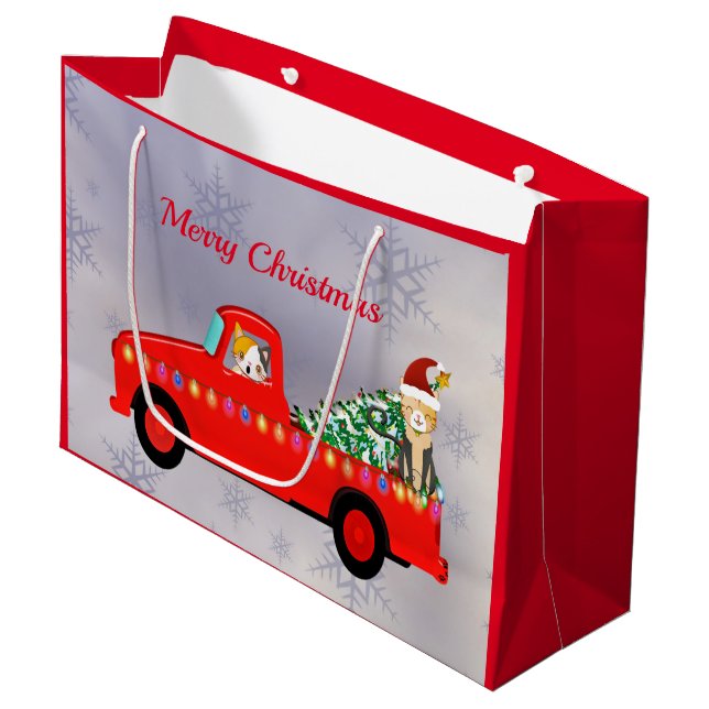 Bolsa De Regalo Grande Navidades Cute Red Truck Cats (Angulo Anverso)