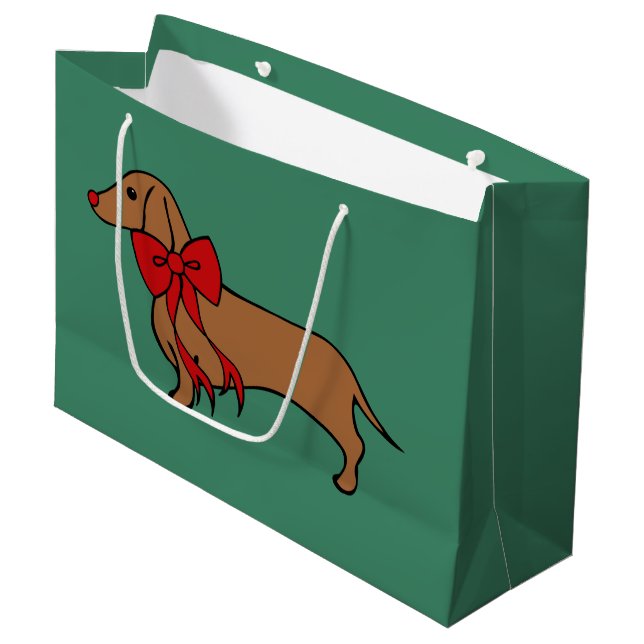 Bolsa De Regalo Grande Navidades Dachshund Puppy Gift Bag (Angulo Anverso)