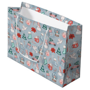 Bolsa De Regalo Grande Navidades de acuarela cúrcuma azul