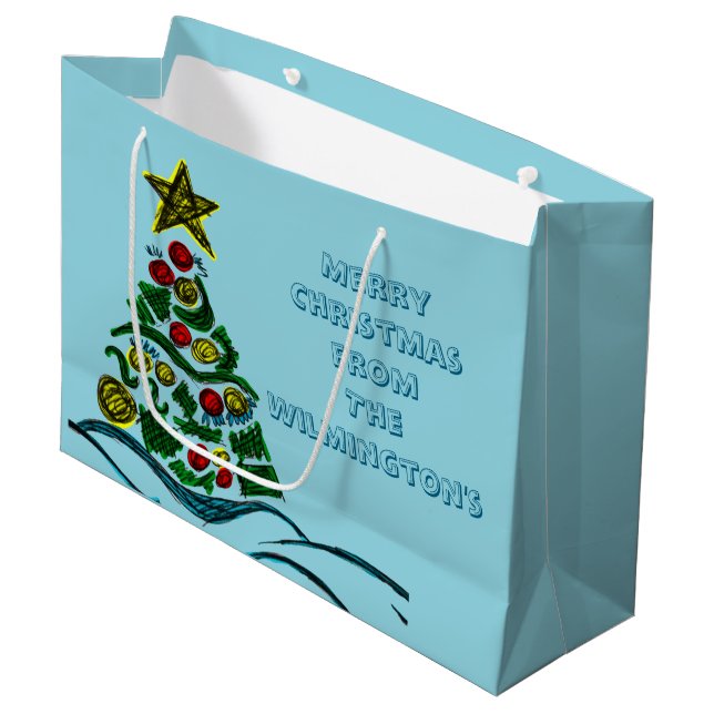 Bolsa De Regalo Grande Navidades de árboles de artesanía (Angulo Anverso)