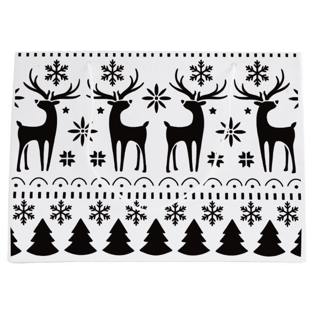 Bolsa De Regalo Grande Navidades de arte popular moderno reno (Anverso)