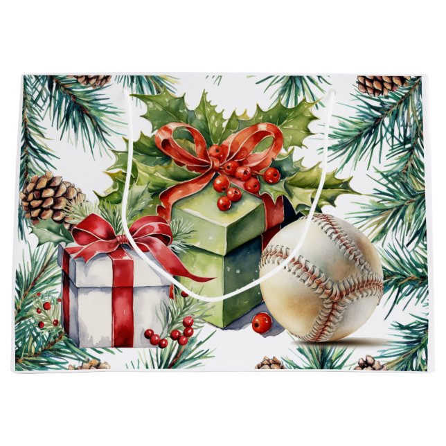 Bolsa De Regalo Grande Navidades de béisbol (Anverso)