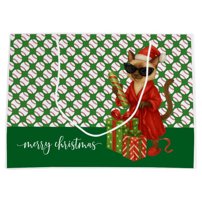 Bolsa De Regalo Grande Navidades de béisbol temáticos para amantes del ga (Anverso)