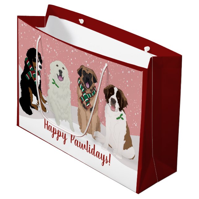 Bolsa De Regalo Grande Navidades de Bernese Leonberger Great Pyrenees (Angulo Anverso)