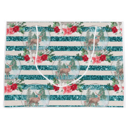 Bolsa De Regalo Grande Navidades de bola de nieve, poinsettias