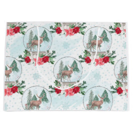 Bolsa De Regalo Grande Navidades de bola de nieve, poinsettias