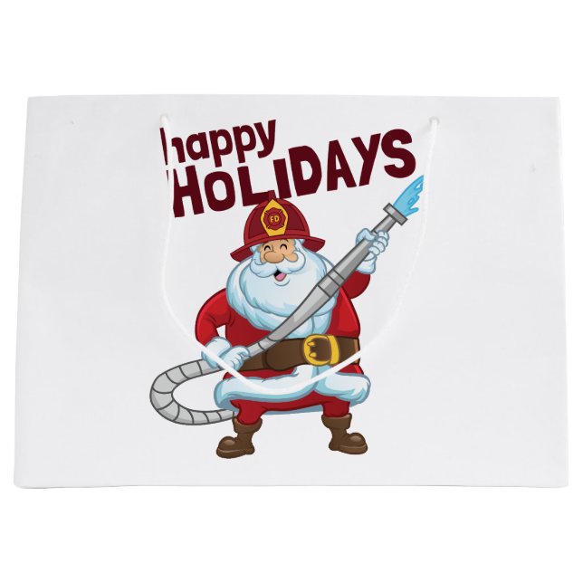 Bolsa De Regalo Grande Navidades de bomberos Santa Claus Bombero (Anverso)