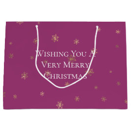 Bolsa De Regalo Grande Navidades de Boysenberry rosados con copos de niev