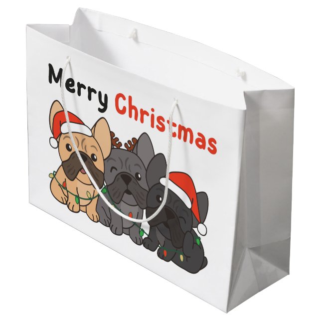 Bolsa De Regalo Grande Navidades de Bulldog franceses cortan perros grand (Angulo reverso)