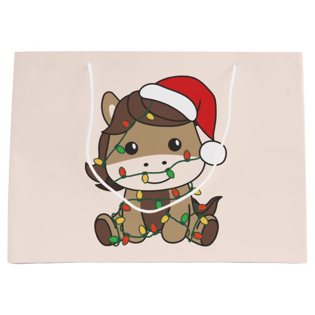 Bolsa De Regalo Grande Navidades de caballos Animales de invierno (Anverso)