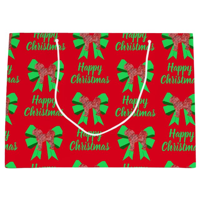 Bolsa De Regalo Grande Navidades de Cavapoo Perro y Bow Verde (Anverso)