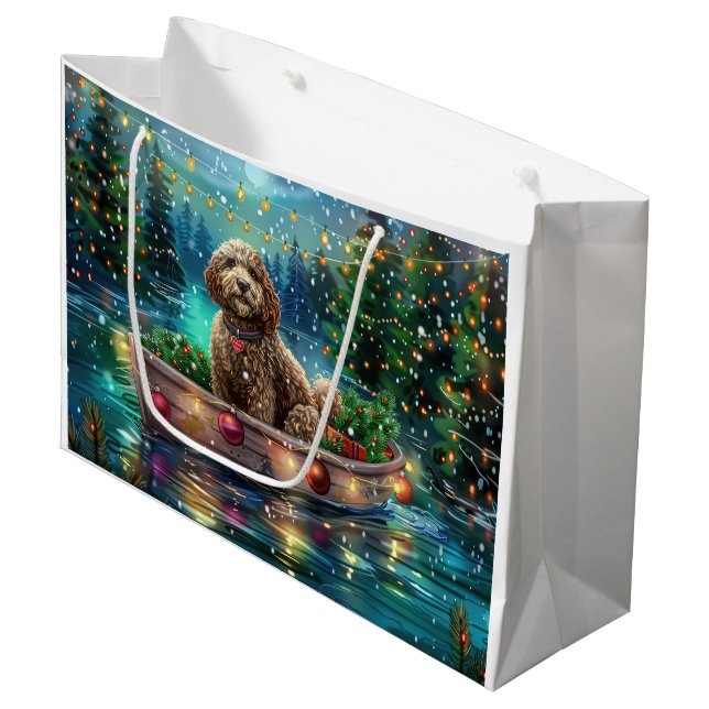 Bolsa De Regalo Grande Navidades de Cockapoo Voyage festivo (Angulo Anverso)
