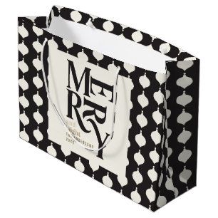 Bolsa De Regalo Grande Navidades de color negro y oro brillantes