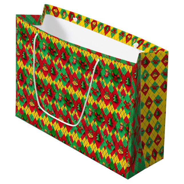 Bolsa De Regalo Grande Navidades de colores de vacaciones (Angulo Anverso)