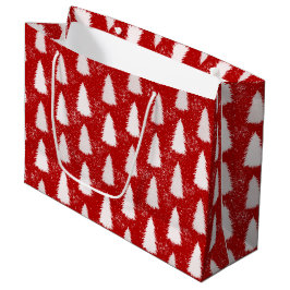 Bolsa De Regalo Grande Navidades de copos de nieve y árboles de espárrago