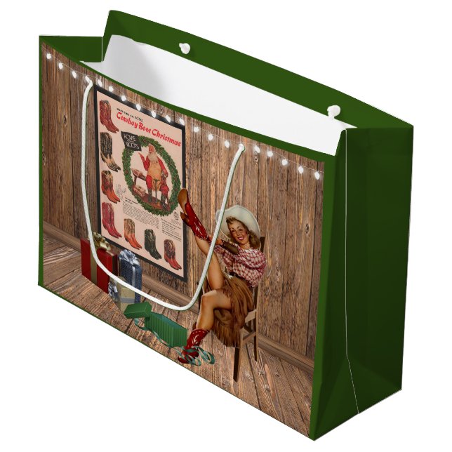 Bolsa De Regalo Grande Navidades de Cowboy Boot (Angulo Anverso)
