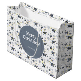 Bolsa De Regalo Grande Navidades de Denim de Oro Azul Santa Personalizada