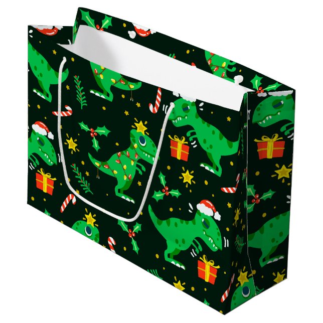 Bolsa De Regalo Grande Navidades de dinosaurios T-Rex (Angulo Anverso)