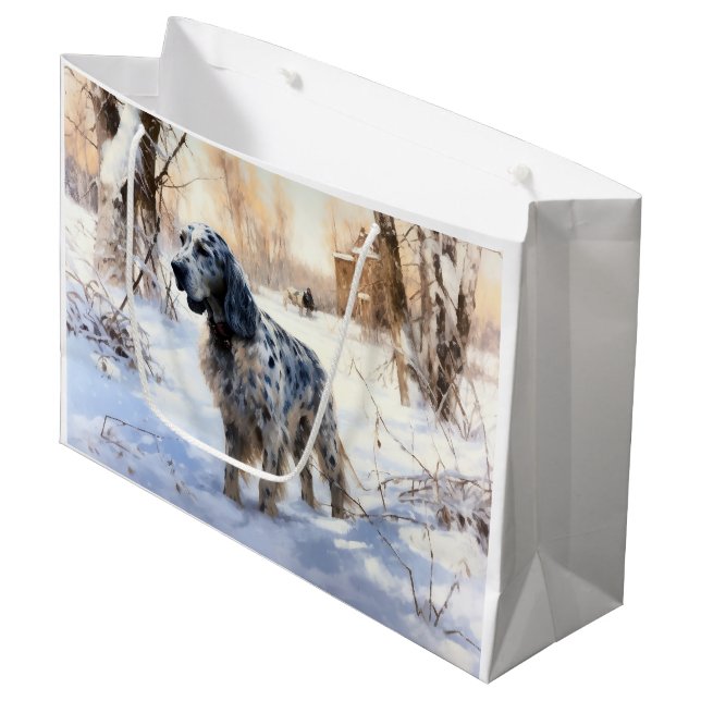 Bolsa De Regalo Grande Navidades de English Setter Let It Snow (Angulo Anverso)