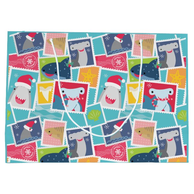 Bolsa De Regalo Grande Navidades de especies de tiburón (Reverso)