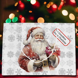 Bolsa De Regalo Grande Navidades de etiqueta de nombre personalizado de S