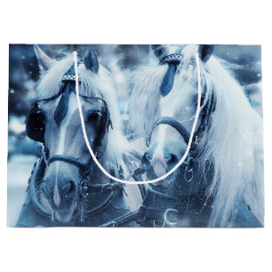 Bolsa De Regalo Grande Navidades de fotografía del equipo de caballos que