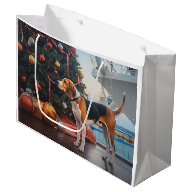 Bolsa De Regalo Grande Navidades de Foxhound ingleses estadounidenses cru (Angulo Anverso)