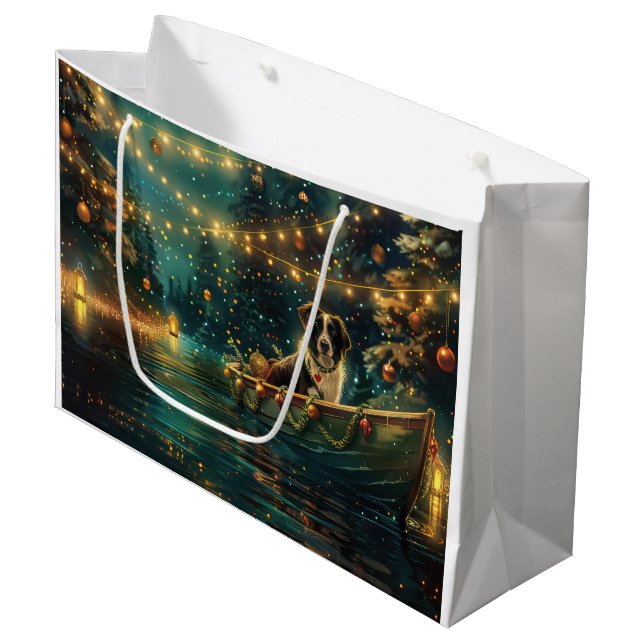 Bolsa De Regalo Grande Navidades de Frontera Collie Voyage festivo (Angulo Anverso)