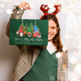Bolsa De Regalo Grande Navidades de Fun Calligraphy Holly Jolly Gnomes Gr