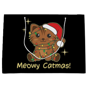 Bolsa De Regalo Grande Navidades de gatos animales se burlan de los gatos