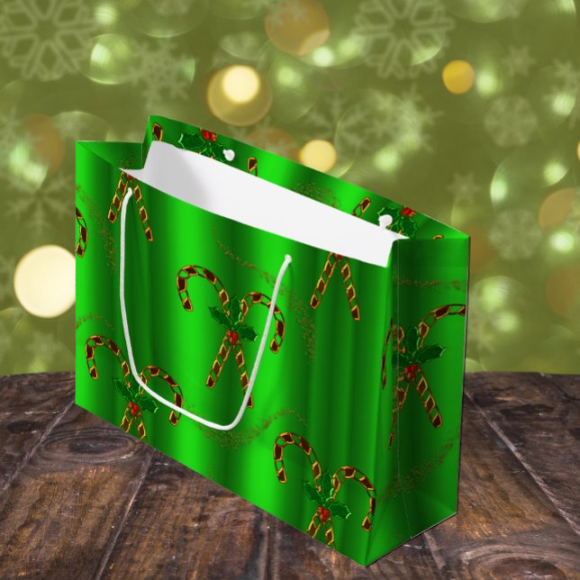 Bolsa De Regalo Grande Navidades de Golden Candy Canes Evergreen Elegance (Subido por el creador)