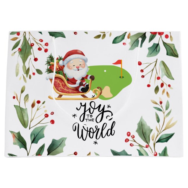 Bolsa De Regalo Grande Navidades de golf con Santa Claus (Anverso)