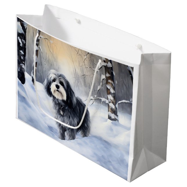 Bolsa De Regalo Grande Navidades de Havanese Let It Snow (Angulo Anverso)