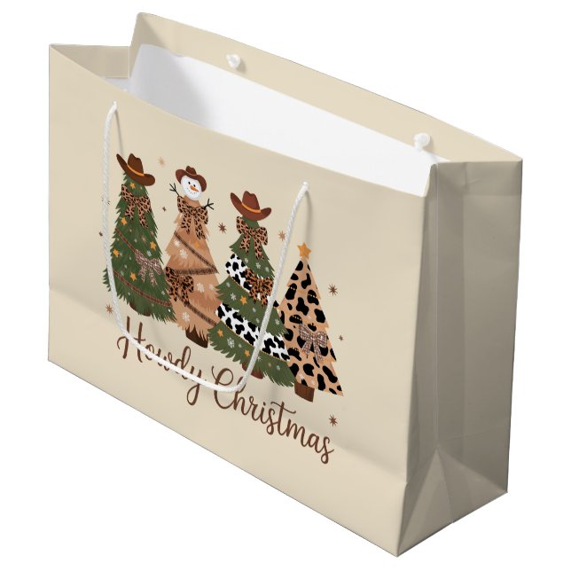 Bolsa De Regalo Grande Navidades de Howad Western Retro Tree Cowboy (Angulo Anverso)