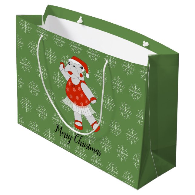 Bolsa De Regalo Grande navidades de illusima Ballerina Hippo Snowflakes (Angulo reverso)
