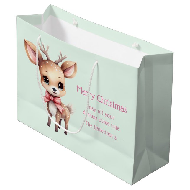 Bolsa De Regalo Grande Navidades de Ilustracion de Personalizado de cierv (Angulo Anverso)
