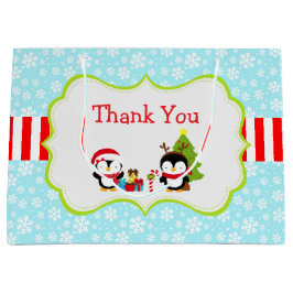 Bolsa De Regalo Grande Navidades de invierno cute pingüinos