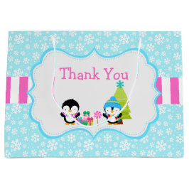 Bolsa De Regalo Grande Navidades de invierno cute pingüinos