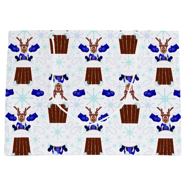 Bolsa De Regalo Grande Navidades de Kasky Azul festivo reno (Anverso)