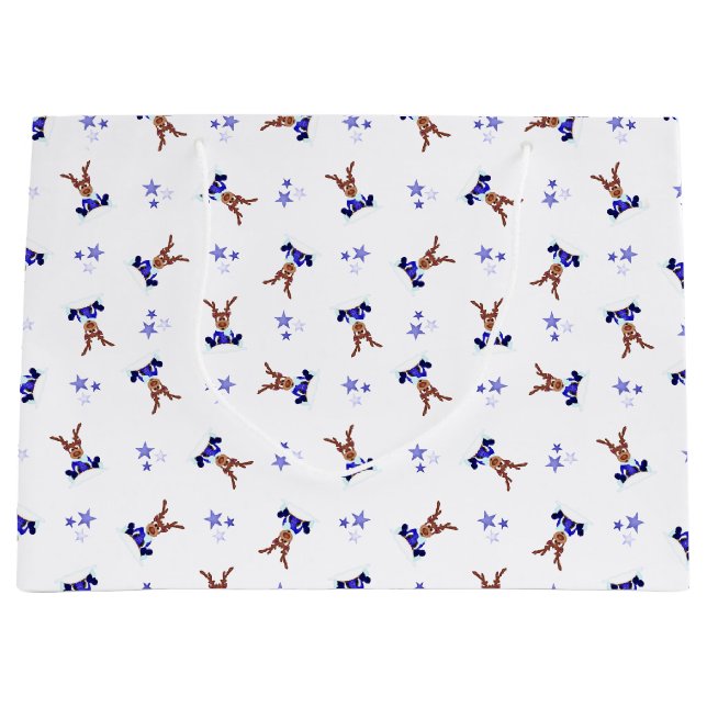 Bolsa De Regalo Grande Navidades de Kasky Azul festivo reno (Anverso)