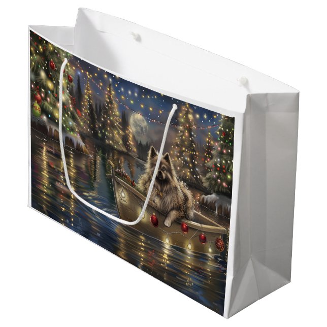 Bolsa De Regalo Grande Navidades de Keeshond Voyage festivo (Angulo Anverso)