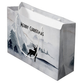 Bolsa De Regalo Grande Navidades de la acuarela gris y salvaje