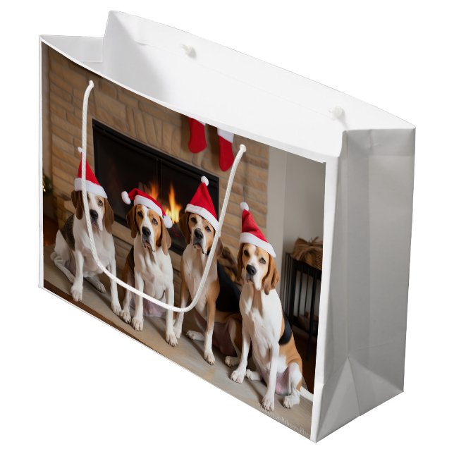 Bolsa De Regalo Grande Navidades de la chimenea de Foxhound inglesa (Angulo Anverso)